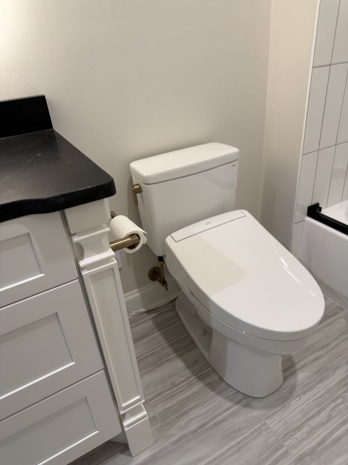 Toto toilet installed and sealed to the floor flange