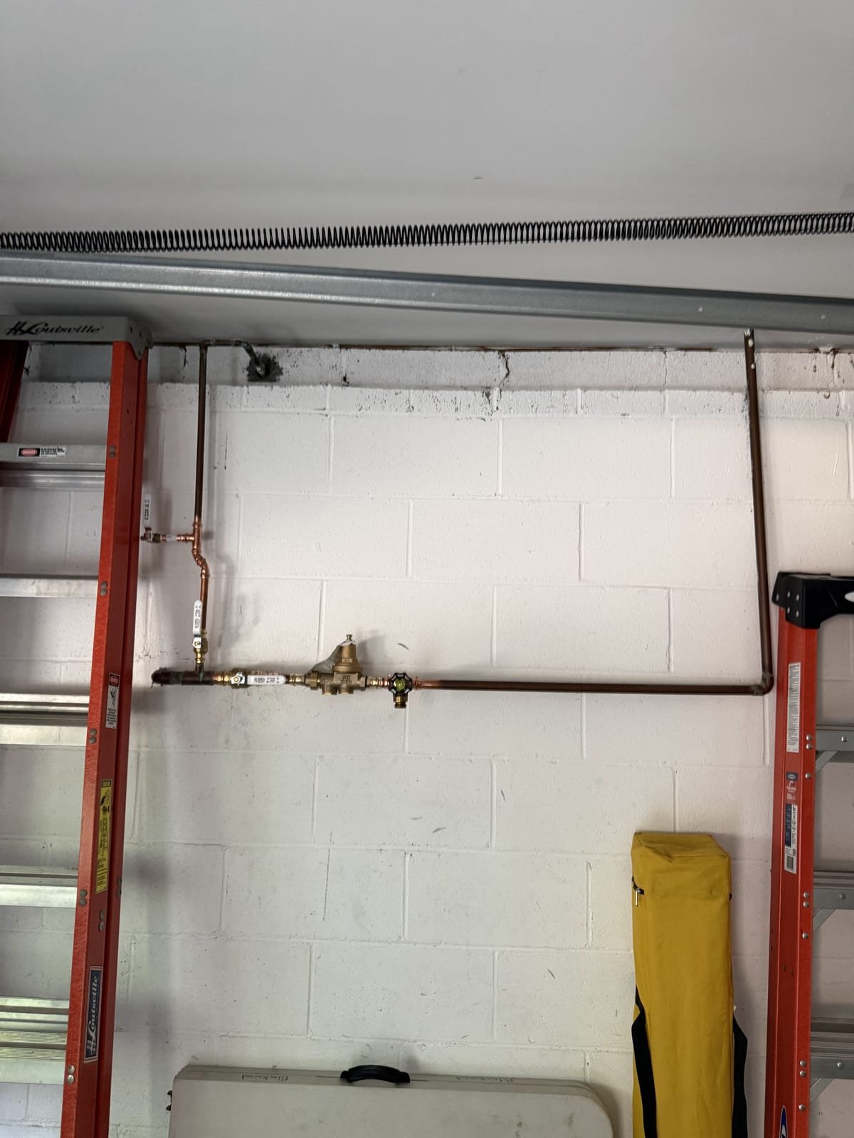 Newly installed pressure reducing valve on a main water line