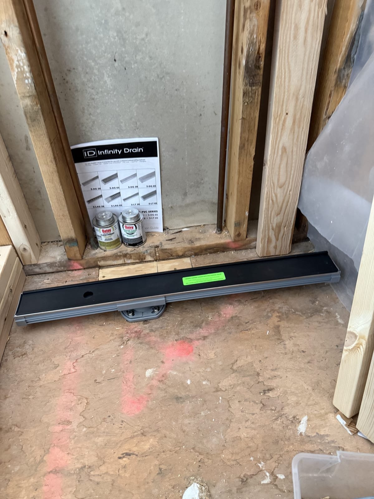 Shower liner drain assembly installed before tile work