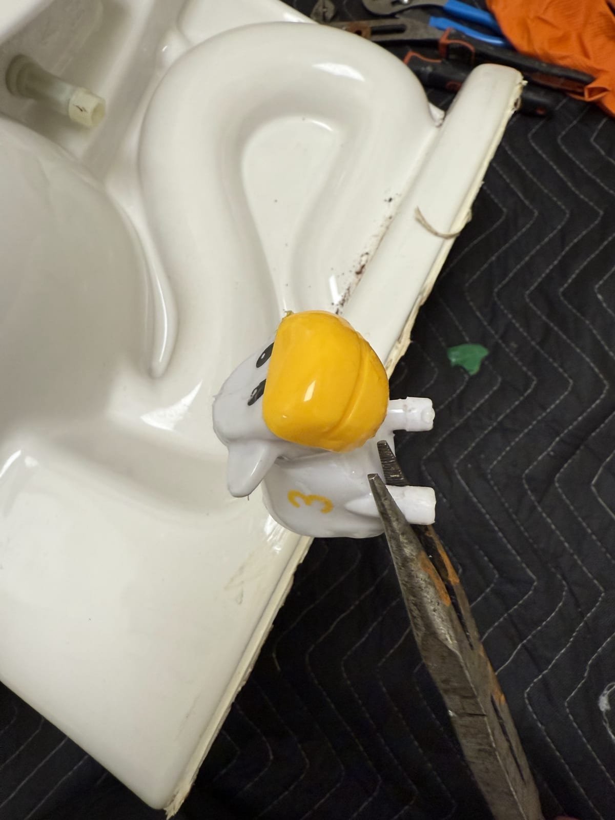 Toy recovered from a toilet trap after a blockage removal